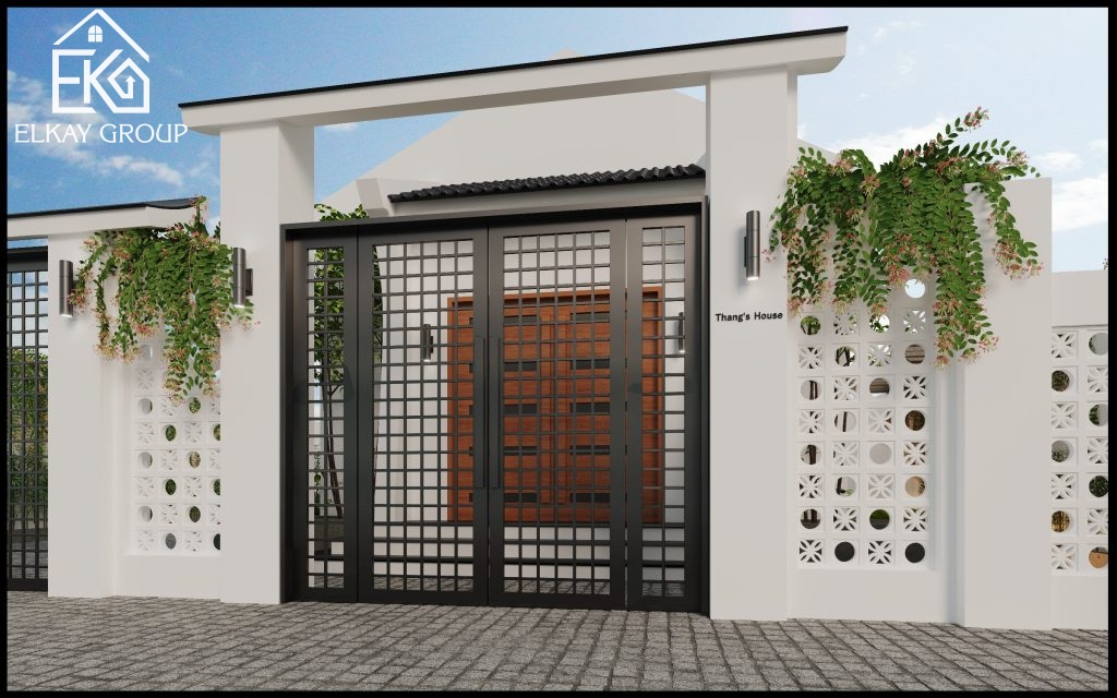 thiết kế cổng nhà vườn